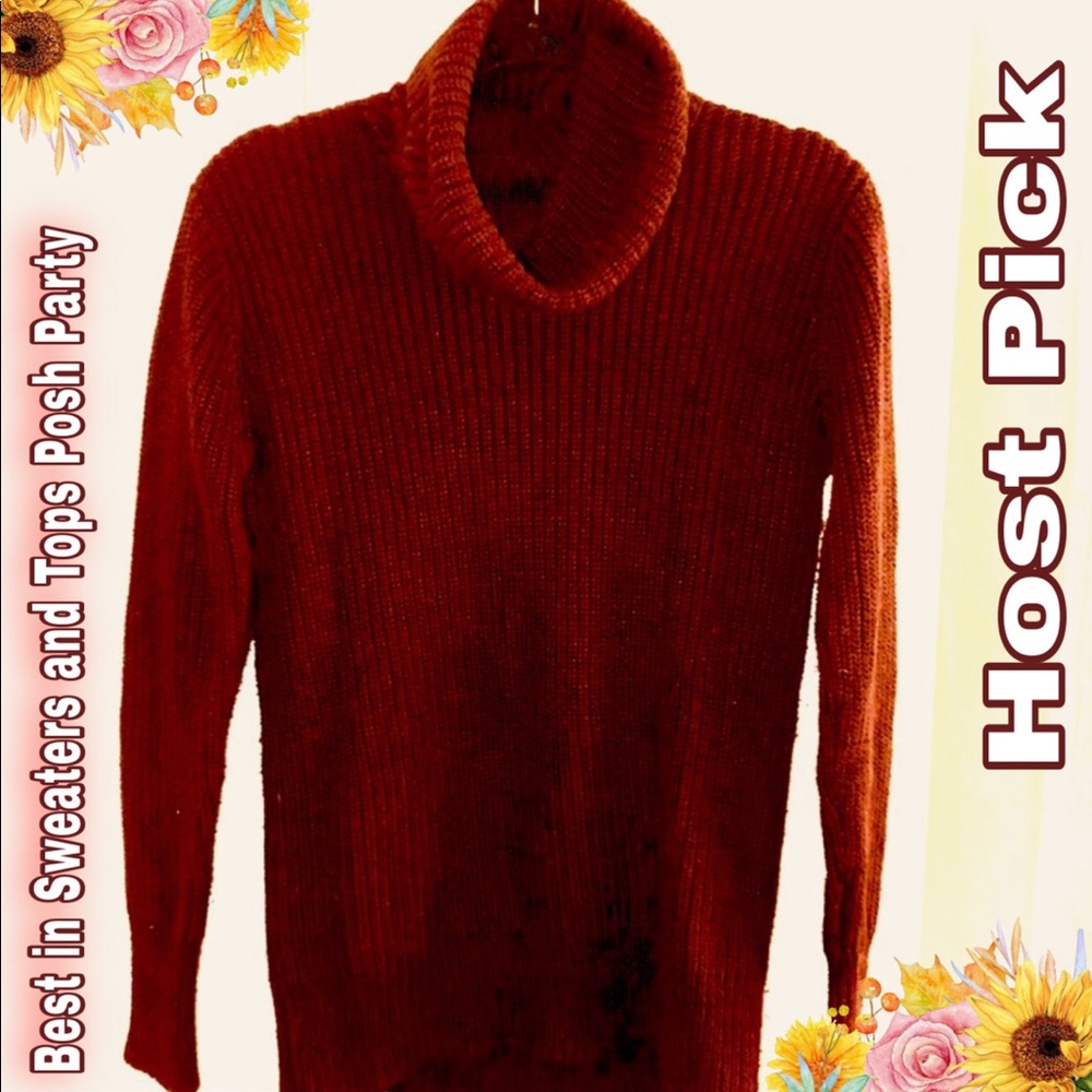 Abercrombie & Fitch Perfect Turtle Neck Sweater Burgundy - Picture 11 of 11